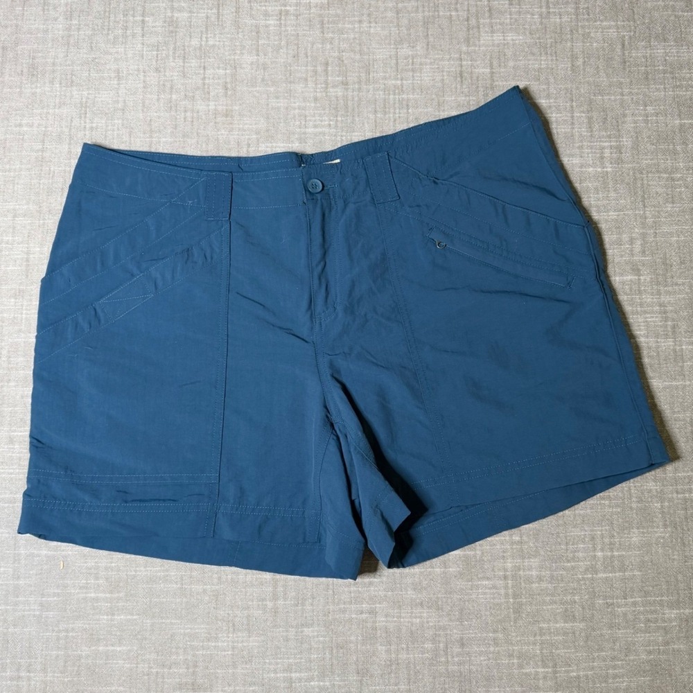 Royal Robbins Discovery Shorts Womens 14 Teal Blue Supplex Nylon Hiking Outdoor